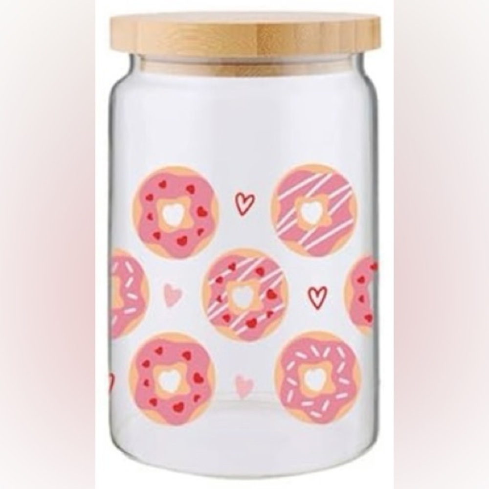 Pink donuts and hearts drinkware
